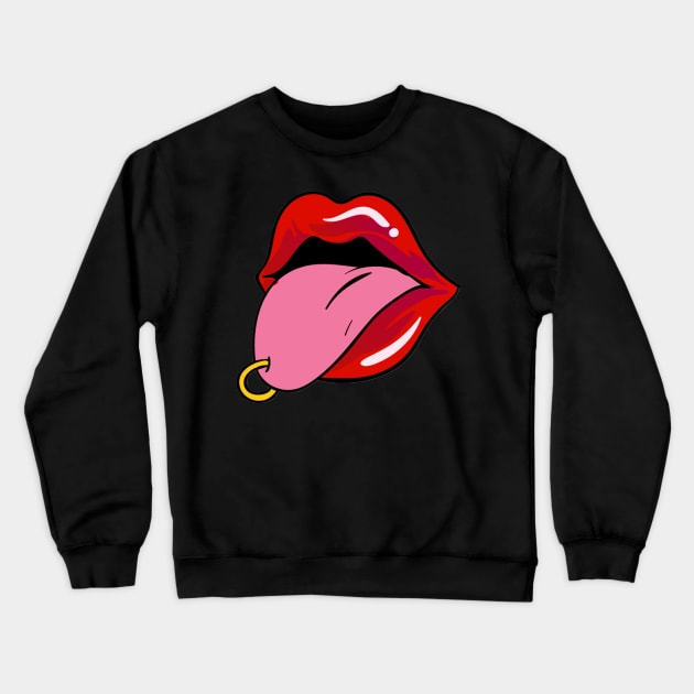 Funny sexy women lips tongue Crewneck Sweatshirt by Az_store 